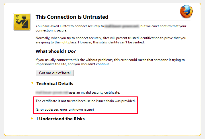 security certificate not trusted