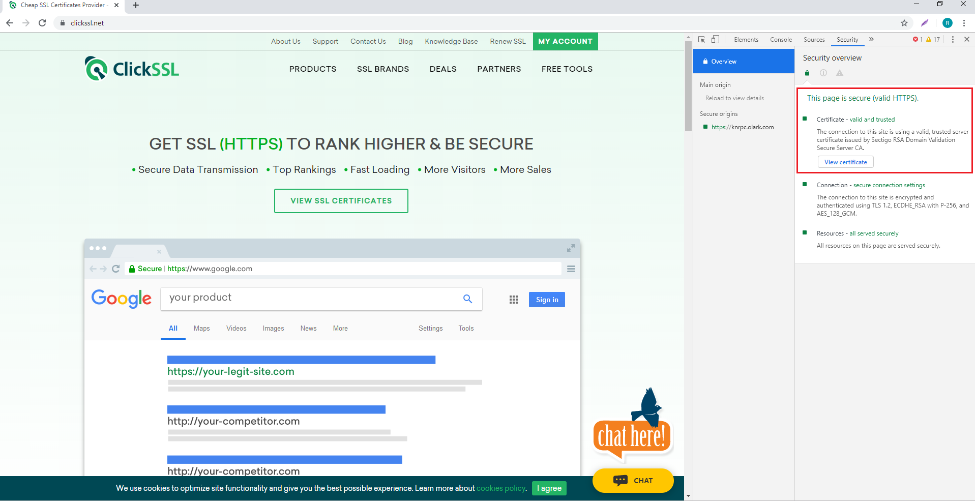 kiểm tra chứng chỉ ssl trên google chrome bằng công cụ dành cho nhà phát triển