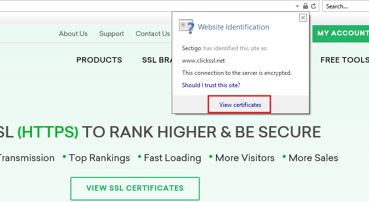 Làm thế nào để xem chi tiết chứng chỉ ssl trong internet explorer