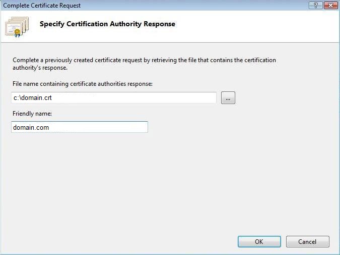 specify certificate authority response