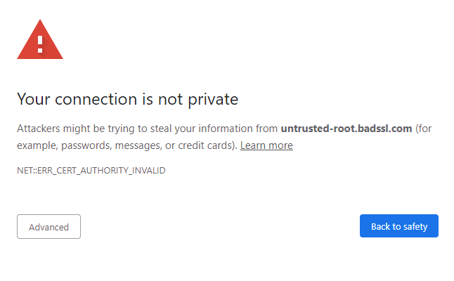 your connection is not private error google chrome