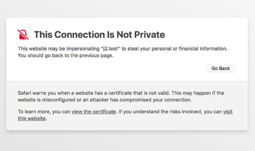 your connection is not private error safari