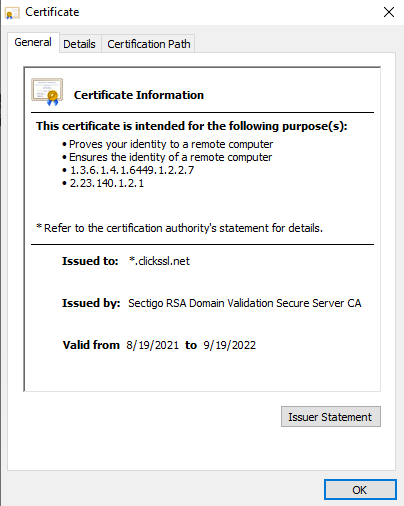 certificate information