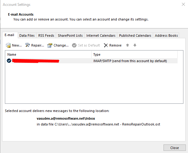 account setting for email account